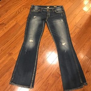 Silver twisted bootcut jeans